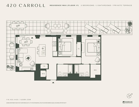 Floor plan for 2 beds, 2 baths, 1085 sqft